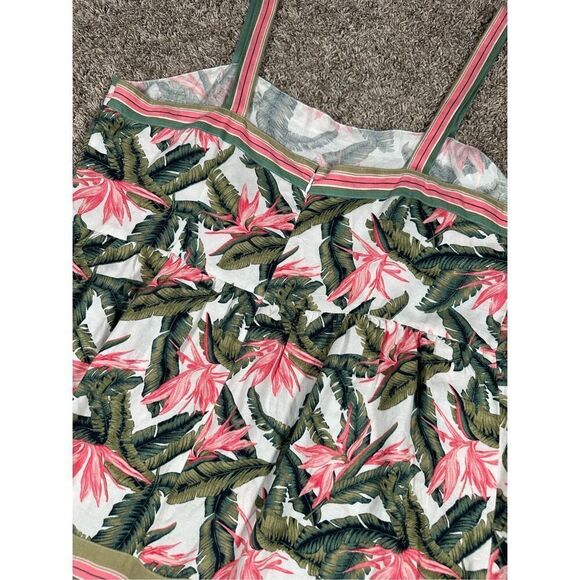 NWT Loft Paradise Tiered Maxi Dress Linen Tropical Leaf Floral Print Long 16 - Picture 12 of 13